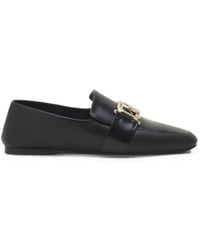 Lanvin - Logo-Plaque Leather Loafers - Lyst