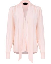 Tom Ford - Neck-Tie Silk Blouse - Lyst