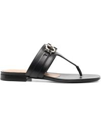 Ferragamo - Logo-Plaque Leather Sandals - Lyst
