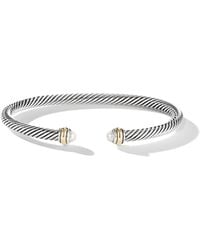 David Yurman - 18kt Yellow Gold And Sterling Silver Cable Classics Pearl Bracelet - Lyst