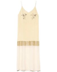 Bimba Y Lola - Ocher Straight Midi-Dress With Stones - Lyst