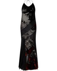 Roberto Cavalli - Marine-Print Halterneck Maxi Dress - Lyst