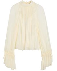 STAUD - Roux Pleated Blouse - Lyst