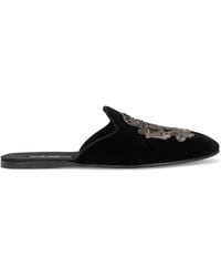 Dolce & Gabbana - Embroidered Velvet Slippers - Lyst