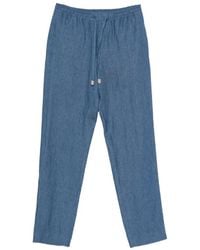 Canali - Drawstring-Waist Linen Trousers - Lyst