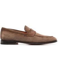 Santoni - Suede Penny Loafers - Lyst