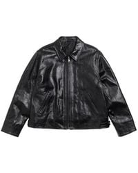 Stussy - Zip-Up Leather Jacket - Lyst