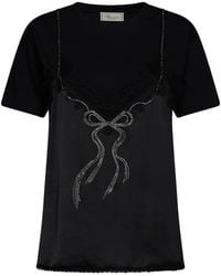 Blumarine - Jersey T-Shirt With Top-Effect Applique - Lyst