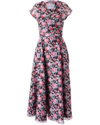 Carolina Herrera - Vestido midi con peonía estampada - Lyst
