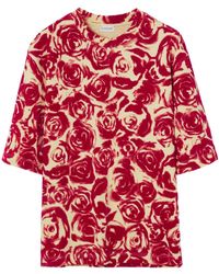 Burberry - Rose Print T-shirt - Lyst