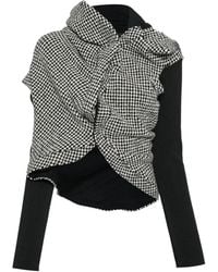 Junya Watanabe - Houndstooth-Pattern Draped Jacket - Lyst