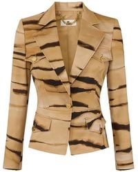 Elisabetta Franchi - Drill Jacket With Tiger Print - Lyst