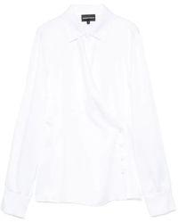 Emporio Armani - Wrapped Shirt With Collared Neck And Button Detail - Lyst