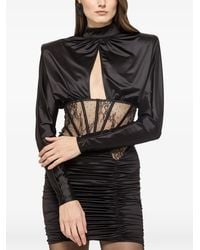Nissa - Lace-Insert Satin Mini Dress - Lyst