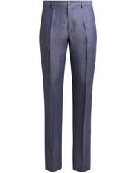 Etro - Pleated Linen Trousers - Lyst