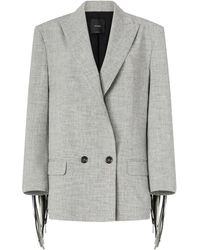 Pinko - Double-Breasted Jacket With Fringing - Lyst