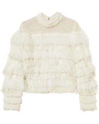 Twinset - Feather-Embellished Ruffled Jumper - Lyst