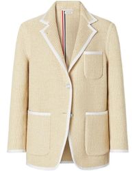 Thom Browne - Raffia-Effect Stripe-Detail Blazer - Lyst