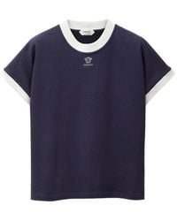 Versace - Stretch Katoen-Jersey T-Shirt Met Geborduurd Logo - Lyst
