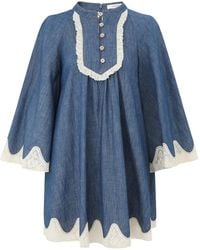 Zimmermann - Lace-Trim Mini Dress - Lyst