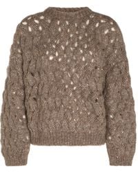 Brunello Cucinelli - Sequin-Embellished Cable-Knit Sweater - Lyst