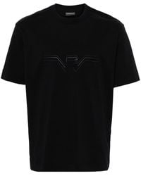 Emporio Armani - T-shirt Met Logo-reliëf - Lyst