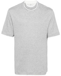 Brunello Cucinelli - T-shirt Met Contrasterende Afwerking - Lyst