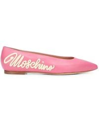 Moschino - Logo-Patch Pointed-Toe Ballet Flats - Lyst