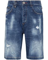 Philipp Plein - Jeans-Shorts mit Patch-Detail - Lyst