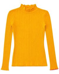 La Fetiche - Ribbed-Knit Lettuce-Trim Top - Lyst