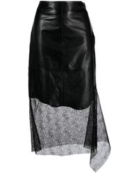 Helmut Lang - Lace-trimmed Leather Skirt - Lyst