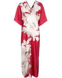 Natori Kaftan Met Bloemenprint - Rood