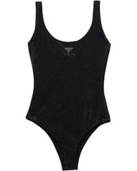 Prada - Strassverzierter Badeanzug Mit Triangel-Logo - Lyst