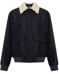 Balmain - Shearling-Collar Bomber Jacket - Lyst