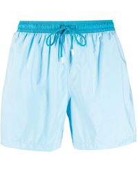 Fedeli Contrasting Band Swim Shorts - Blue