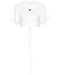 Palm Angels - Logo-embroidered Cropped T-shirt - Lyst