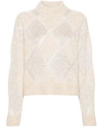 Brunello Cucinelli - Trui Met Pailletten En Hoge Hals - Lyst