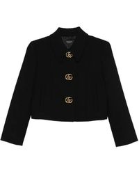 Gucci - Logo-Button Cropped Jacket - Lyst