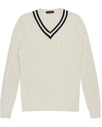 Zanone - Cable-Knit V-Neck Sweater - Lyst