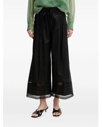 Twinset - Lace-Trim Wide-Leg Cropped Trousers - Lyst