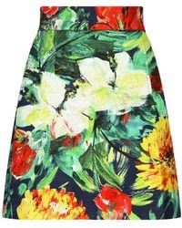 Dolce & Gabbana - Cotton-blend Floral Mini Skirt - Lyst