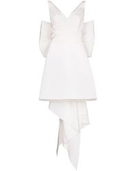 Carolina Herrera - Oversize-bow Silk Mini Dress - Lyst