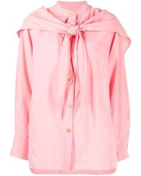 Rejina Pyo Shawl-detail Long-sleeve Blouse in Pink | Lyst