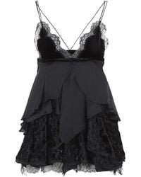 Roberto Cavalli - Vestido Corto A Capas Escalonadas Con Ribete De Encaje - Lyst