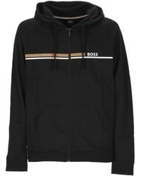 BOSS - Logo-Print Zip-Up Hoodie - Lyst