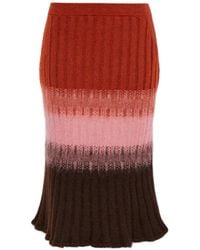 Fendi - Ribbed-Knit Striped Midi Skirt - Lyst