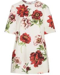 Oscar de la Renta - Peony-Print Shift Mini Dress - Lyst