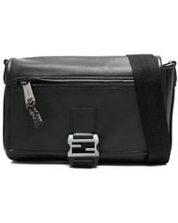 Fendi - Flux Buckle Leather Messenger Bag - Lyst