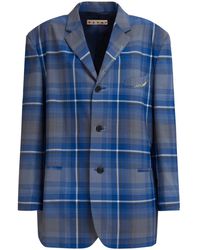Marni - Logo-Embroidered Checked Blazer - Lyst