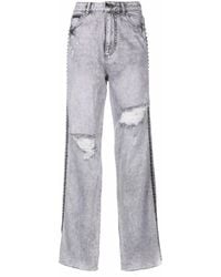 Philipp Plein - Crystal Ripped Straight Jeans - Lyst